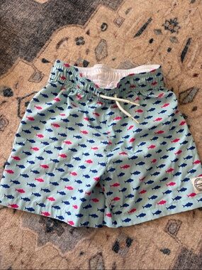 abercrombie kids Light Blue Shark Print Swim Trunks. Full liner! Size 7/8